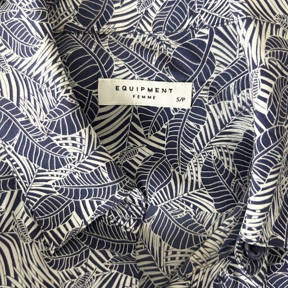 Equipment Tegan Print Silk Shirt Midi Dress in Blue Size Small - Picture 5 of 6